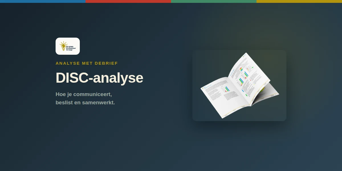 Kaartbeeld DISC-analyse: een opengeslagen DISC-rapport