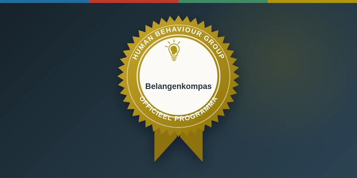 Gouden HBG-badge met de programmanaam Belangenkompas