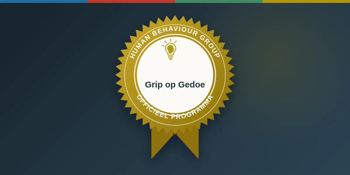 Gouden HBG-badge met de programmanaam Grip op Gedoe
