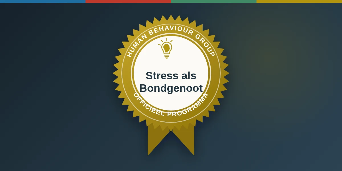 Gouden HBG-badge met de programmanaam Stress als Bondgenoot