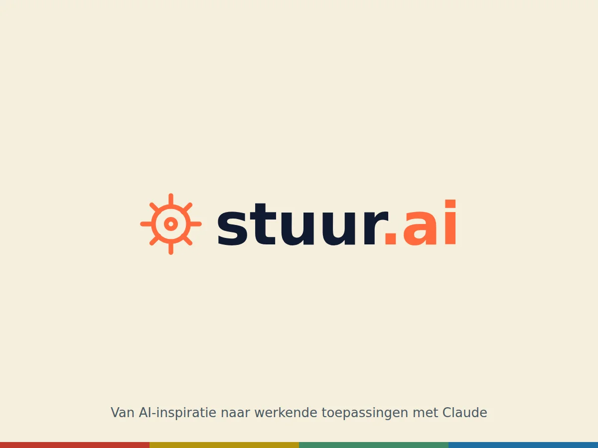 Logo van stuur.ai met de tagline: van AI-inspiratie naar werkende toepassingen met Claude
