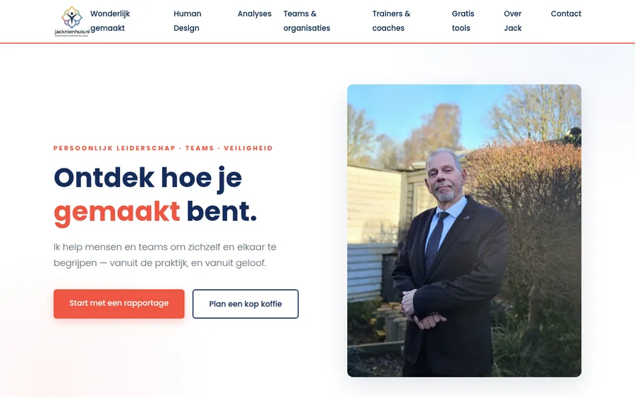 De website van Jack Nienhuis: persoonlijk leiderschap, teams en veiligheid