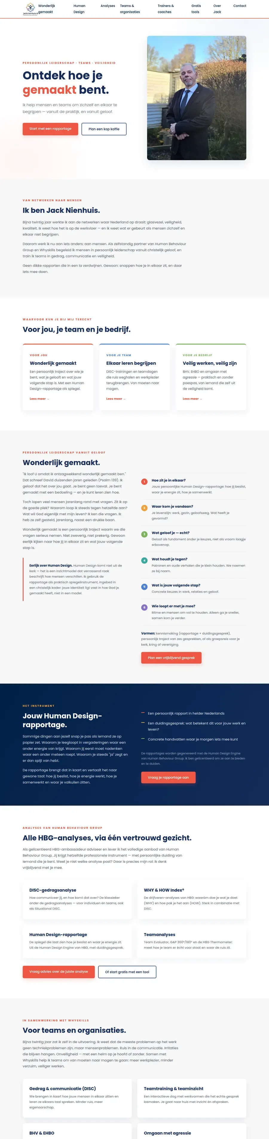 De website van Jack Nienhuis, door HBG gebouwd